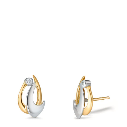 Clous d'oreilles Or jaune 18K, Or blanc 18K Diamant 0.02 ct, 2 Pierres, p1