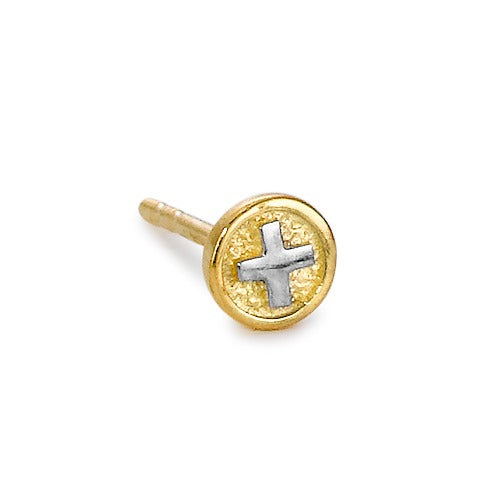 Clous d'oreille à l'unité Or jaune 18K Croix suisse Ø5 mm