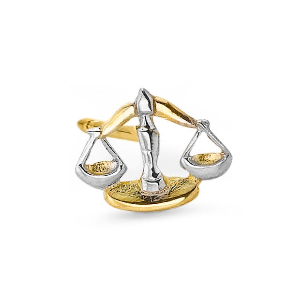 Clous d'oreille à l'unité Or jaune 18K Signe Astrologique Balance