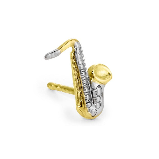 Clous d'oreille à l'unité Or jaune 18K Saxophone