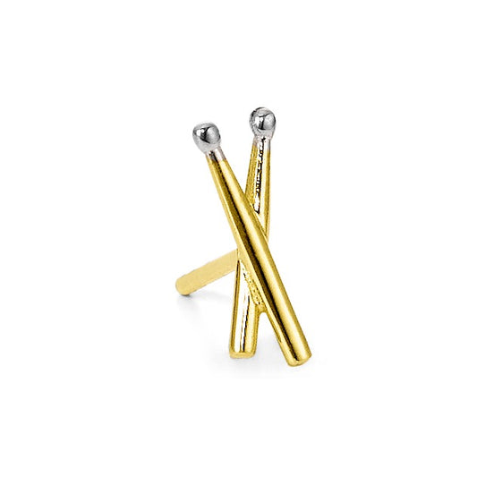 Clous d'oreille à l'unité Or jaune 18K Baguette de tambour