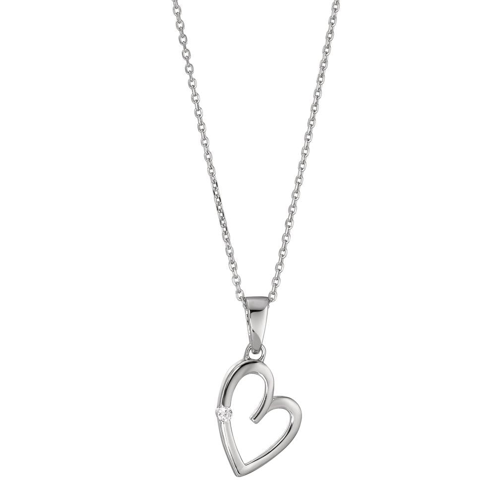 Chaînette avec pendentif Argent Zircone blanc Rhodié Coeur 40-42 cm