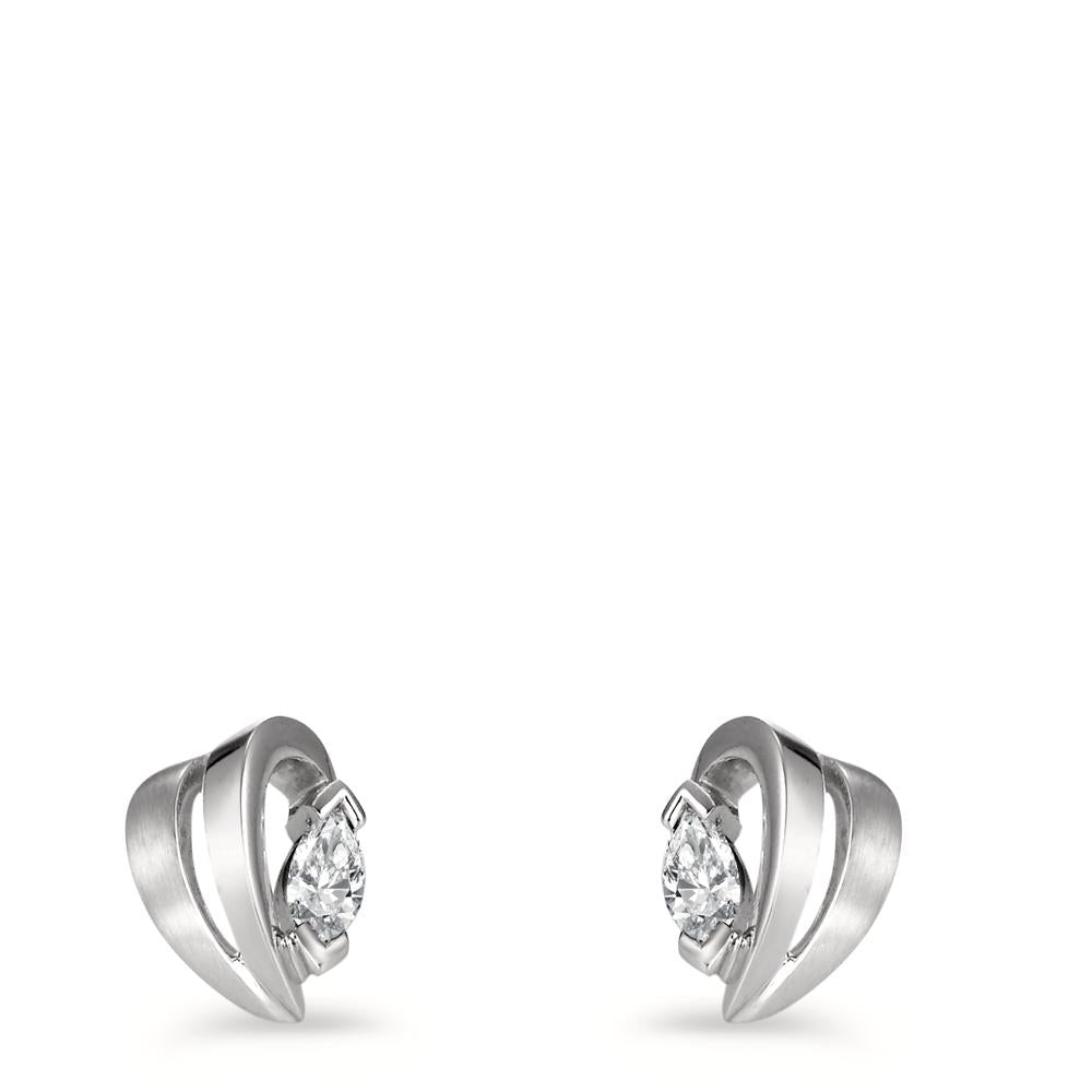 Clous d'oreilles Argent Zircone 2 Pierres Rhodié