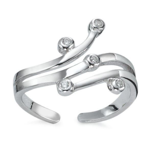 Bague doigt de pied Argent Zircone Rhodié