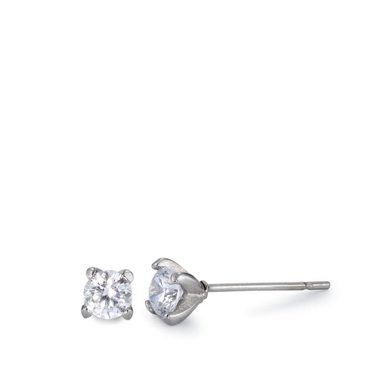 Clous d'oreilles Acier inoxydable Zircone 2 Pierres Ø4 mm