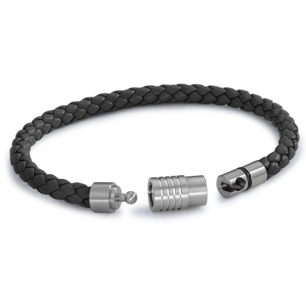 Bracelet Acier inoxydable, Cuir 21 cm Ø6.5 mm