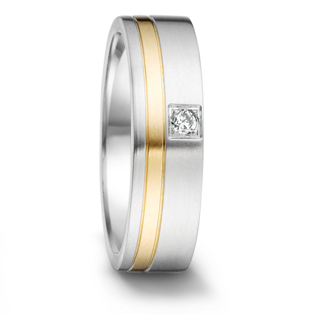 Alliance Acier inoxydable, Or jaune 18K Diamant 0.04 ct, tw-si