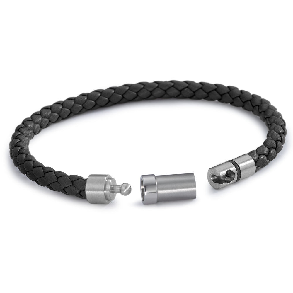 Bracelet Acier inoxydable, Cuir 21 cm Ø6.5 mm