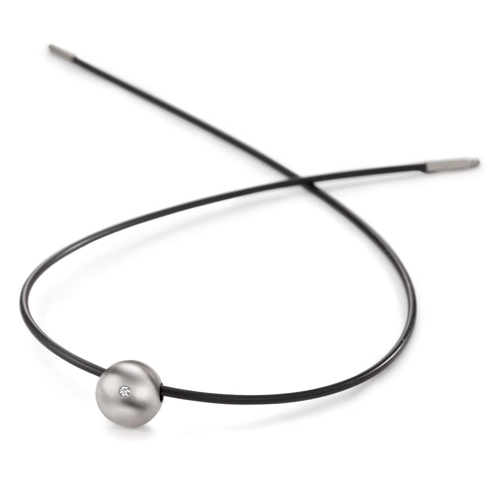 Collier Acier inoxydable, Caoutchouc Diamant 0.02 ct, tw-si 45 cm Ø2 mm