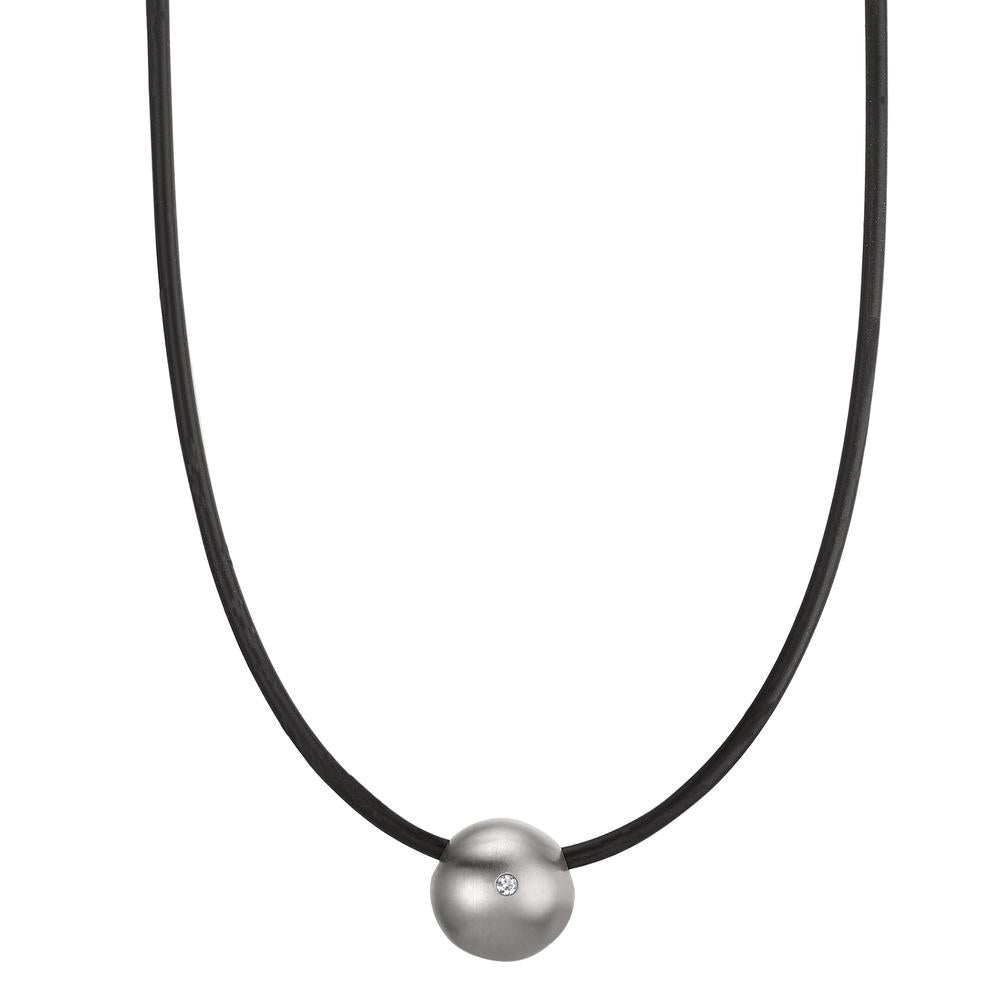 Collier Acier inoxydable, Caoutchouc Diamant 0.02 ct, tw-si 45 cm Ø2 mm