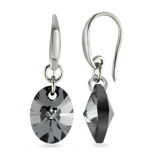 Pendant d'oreilles Argent Zircone 2 Pierres Rhodié