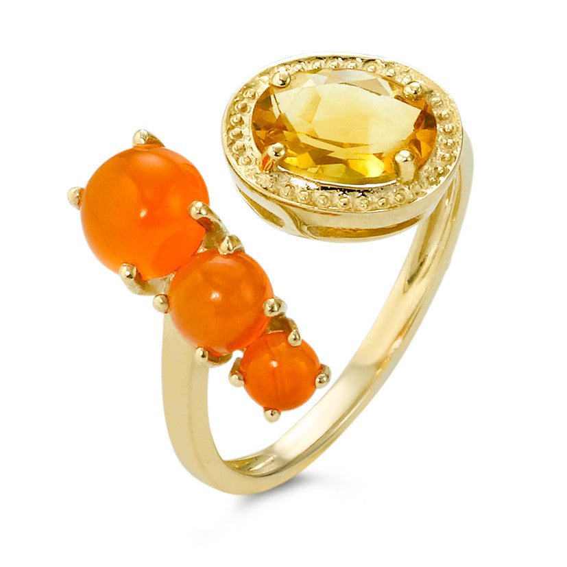 Bague or 375 citrine/cornaline