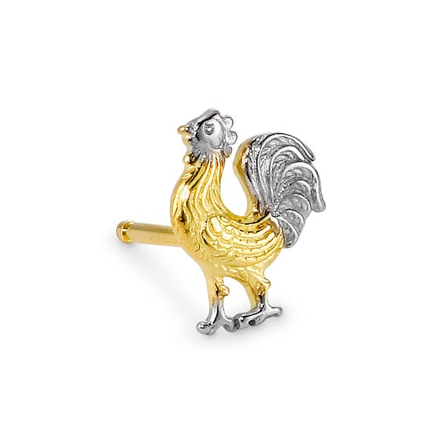 Clous d'oreille à l'unité Or jaune 18K Coq