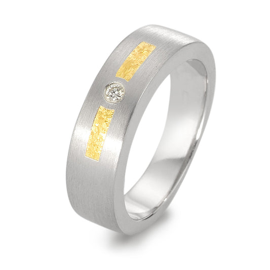 Bague Platine 950, Or jaune 18K Diamant 0.025 ct, w-si