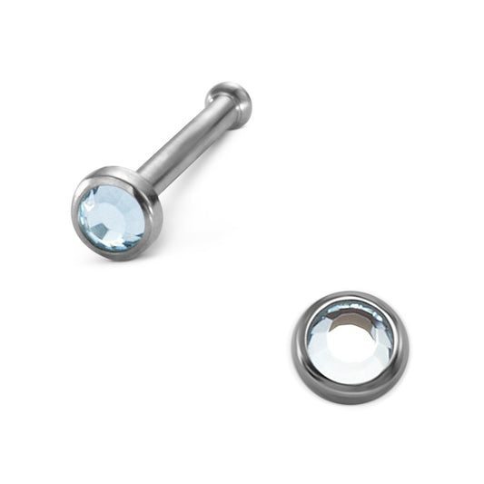 Clous de nez Titane Cristal bleu clair Ø2 mm