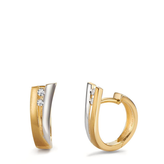 Créoles à charnières Or jaune 18K Diamant 0.07 ct, 4 Pierres, w-si