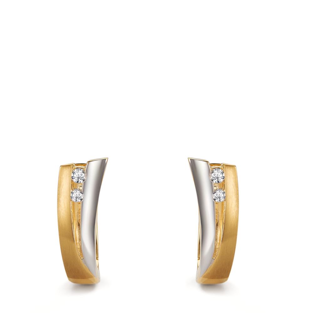 Créoles à charnières Or jaune 18K Diamant 0.07 ct, 4 Pierres, w-si