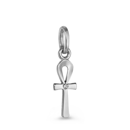 Pendentif Or blanc 18K Diamant 0.01 ct, w-si Croix Ânkh