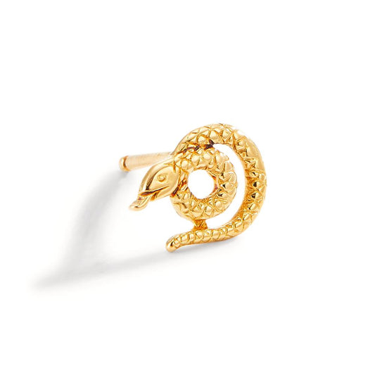 Clous d'oreille à l'unité Or jaune 18K Bicolore Serpent