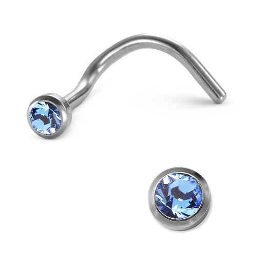 Clous de nez Titane Cristal bleu Ø2.5 mm