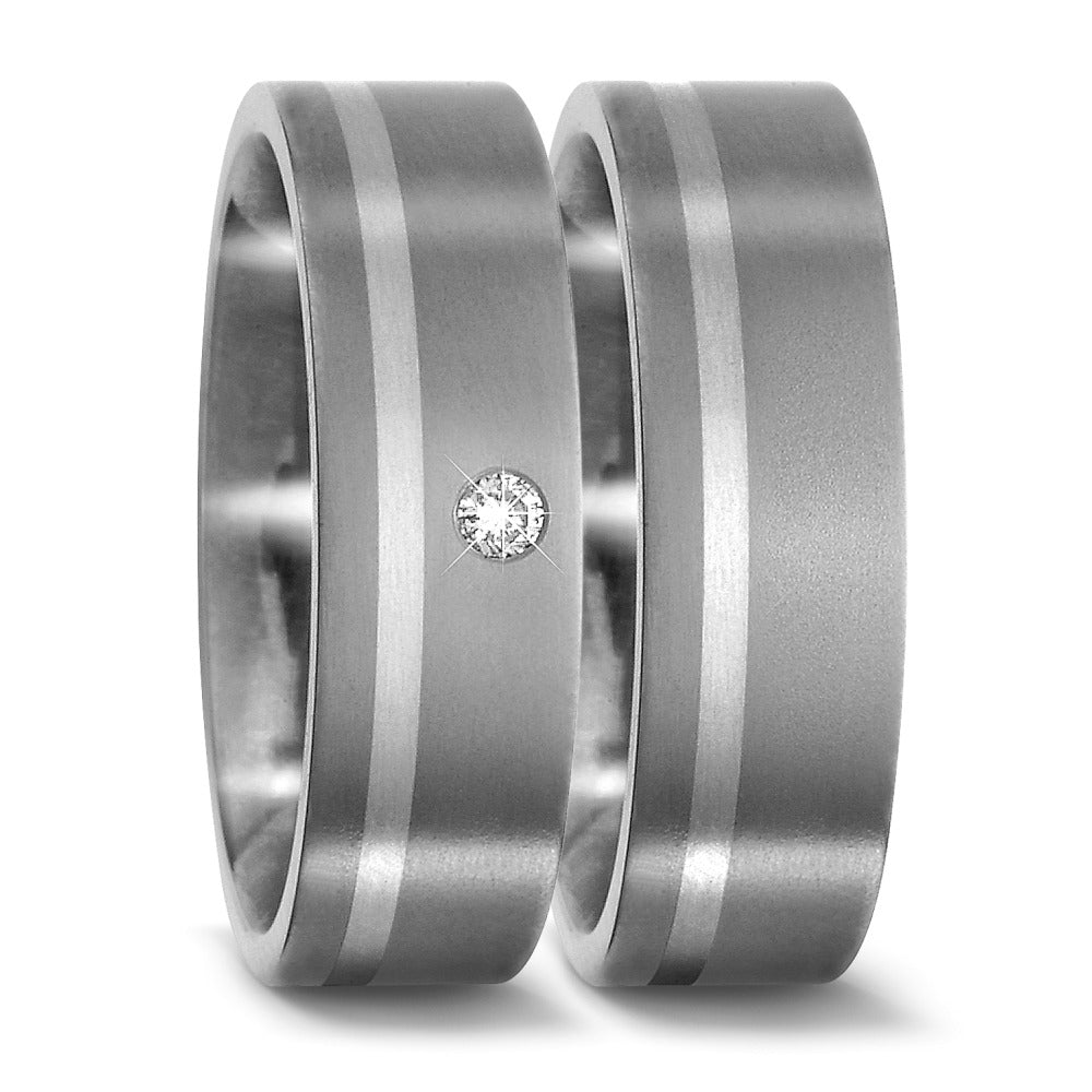 Bague Titane, Platine 950 Diamant 0.03 ct, w-si