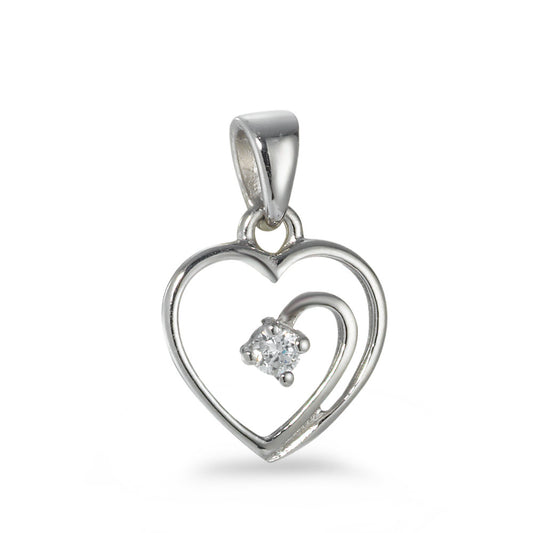 Pendentif Argent Zircone Rhodié Coeur