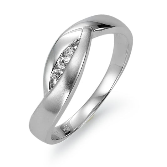 Bague Argent Zircone 3 Pierres Rhodié