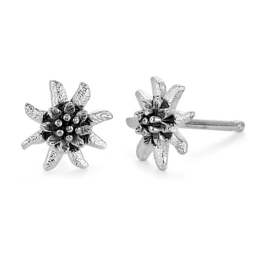 Clous d'oreilles Argent Patinée Edelweiss Ø8 mm