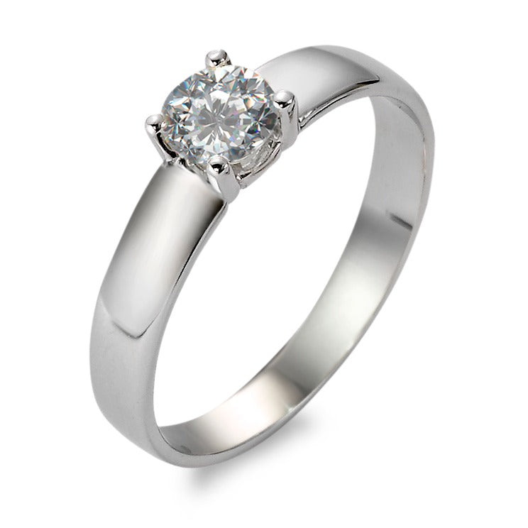 Bague solitaire Or blanc 18K Moissanite