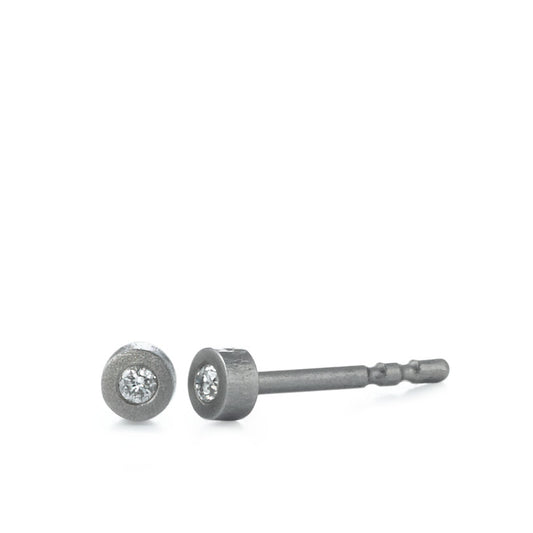 Clous d'oreilles Titane Diamant 0.02 ct, 2 Pierres, w-si Ø3 mm