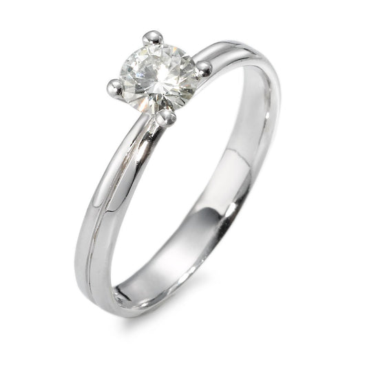 Bague solitaire Or blanc 18K Moissanite rond, 5 mm