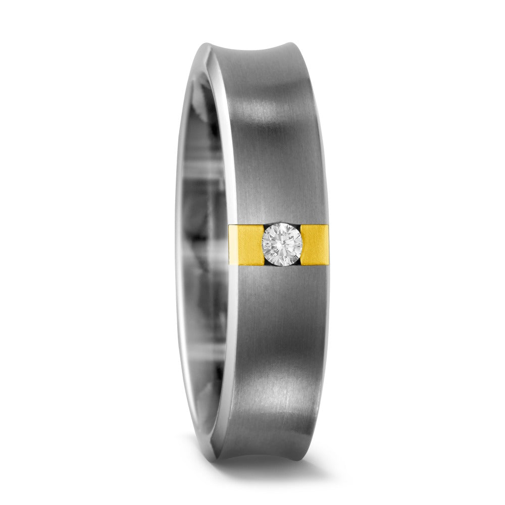 Bague Titane, Or jaune 18K Diamant 0.05 ct, w-si