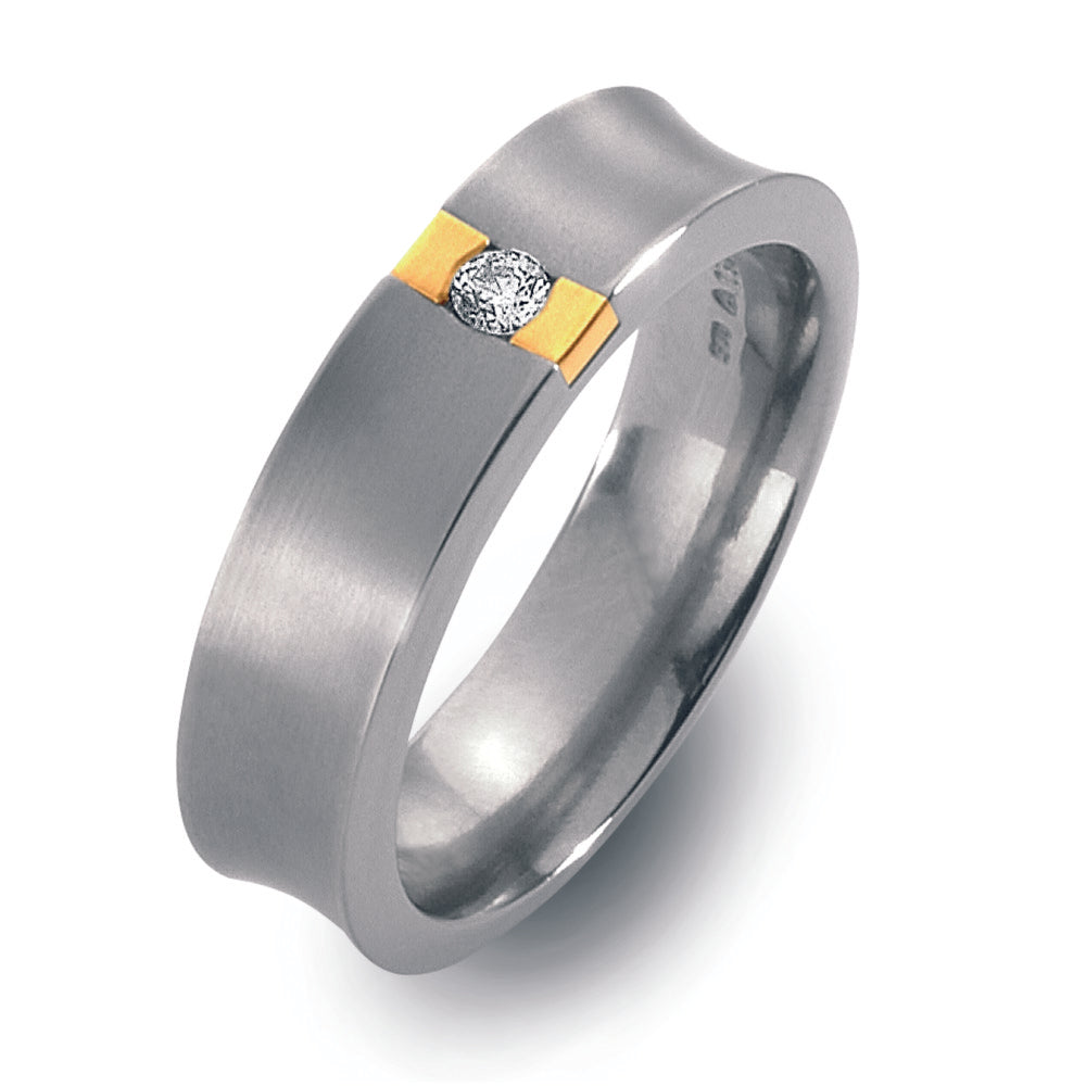 Bague Titane, Or jaune 18K Diamant 0.05 ct, w-si