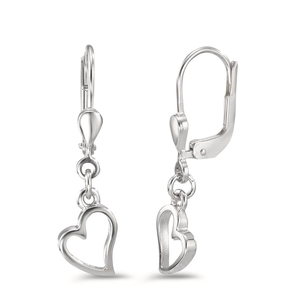 Pendant d'oreilles Argent Rhodié Coeur