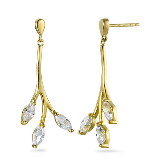 Pendant d'oreilles Or jaune 18K Zircone 6 Pierres