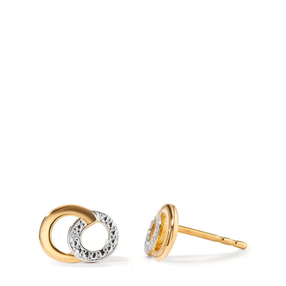 Clous d'oreilles Or jaune 18K Diamant 2 Pierres, w-pi1 Bicolore