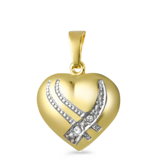 Pendentif Or jaune 18K Diamant 0.02 ct, 2 Pierres, w-si Coeur