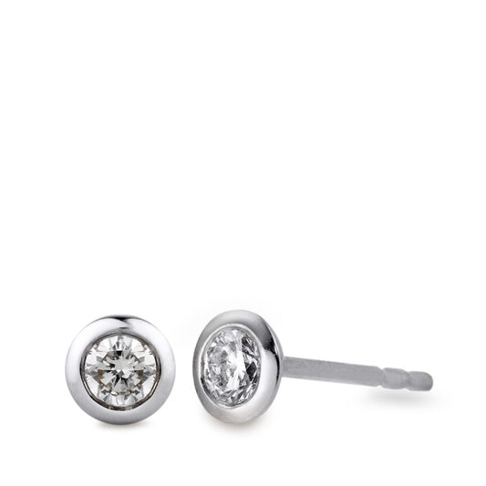 Clous d'oreilles Or blanc 18K Diamant 0.16 ct, 2 Pierres, tw-si Ø4 mm