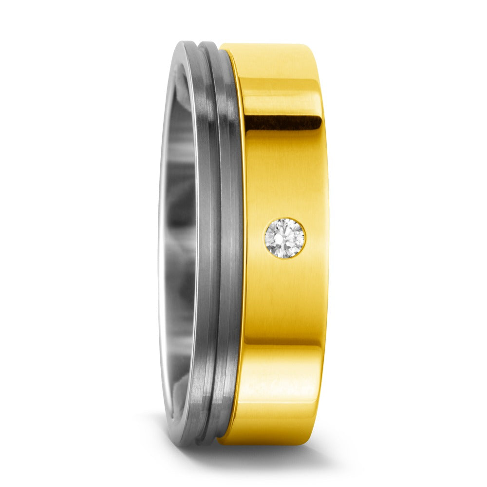 Bague Titane, Or jaune 18K Diamant 0.03 ct, w-si