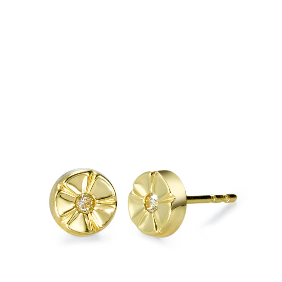 Clous d'oreilles Or jaune 18K Zircone 2 Pierres