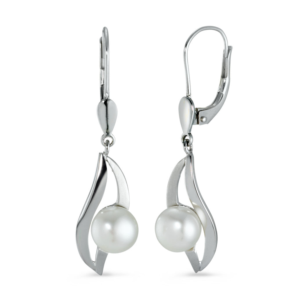 Pendant d'oreilles Or blanc 18K perle d'eau douce