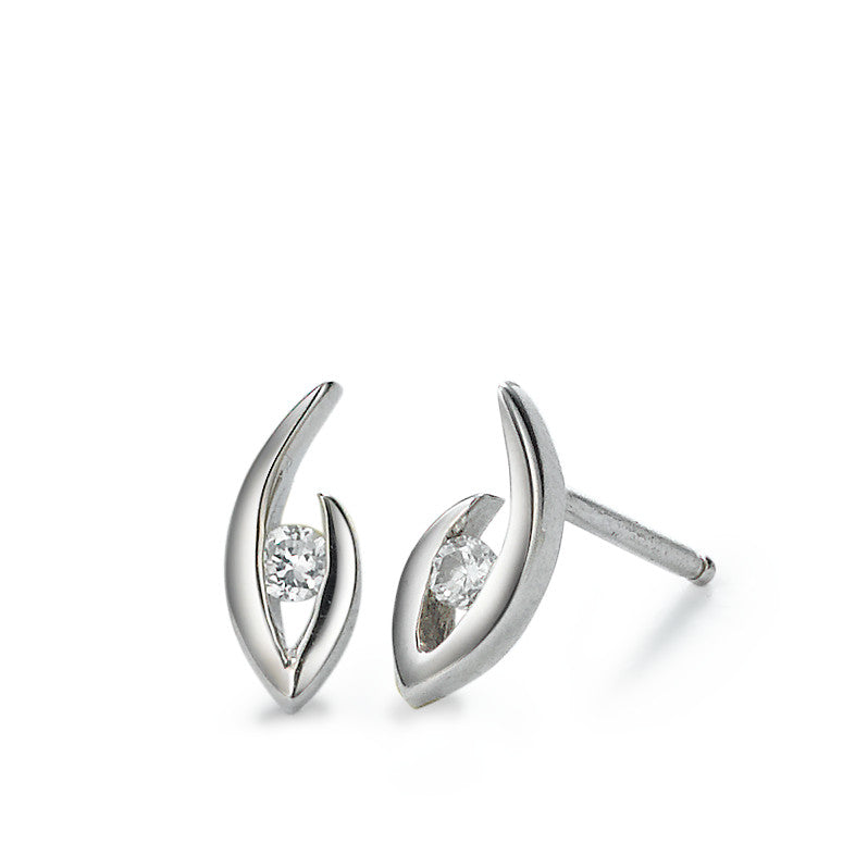 Clous d'oreilles Argent Zircone 2 Pierres Rhodié