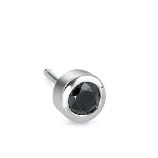 Clous d'oreille à l'unité Argent Zircone noir Rhodié Ø7 mm