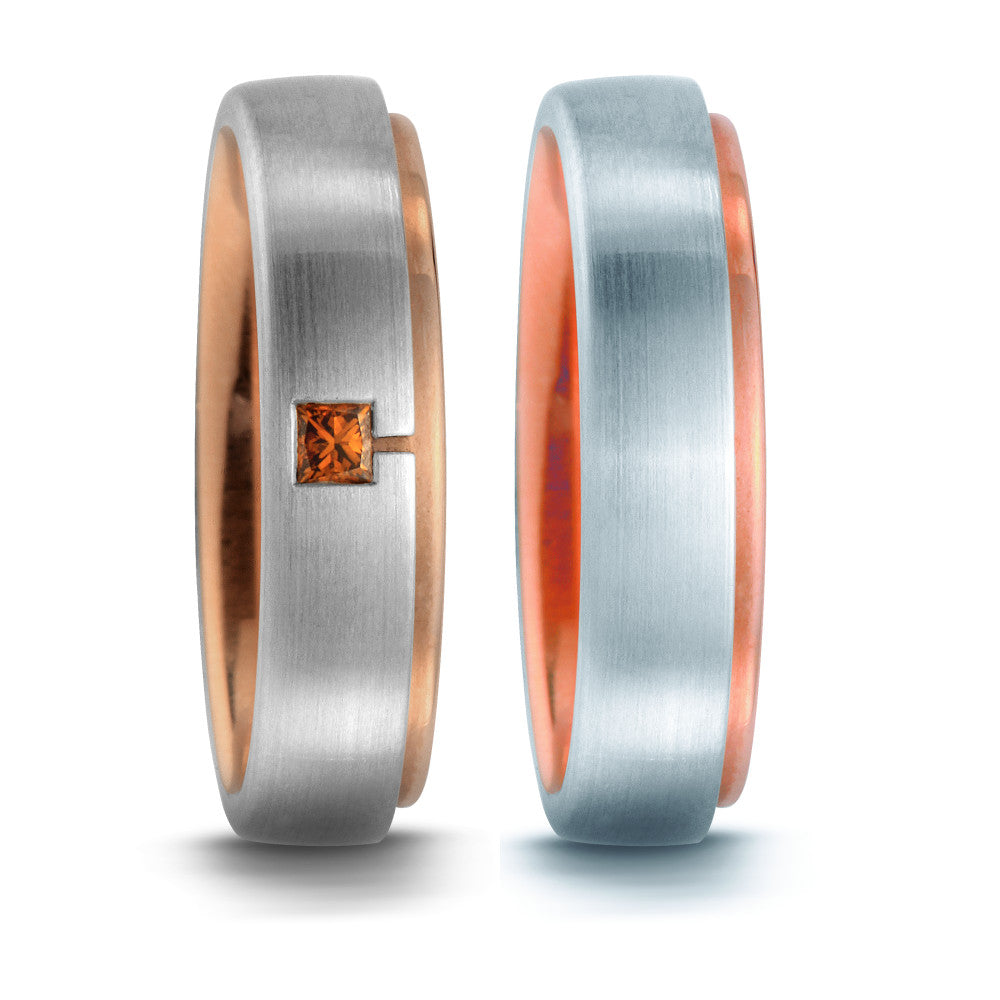 Bague Platine 950 Diamant orange, 0.05 ct, carrée, w-si