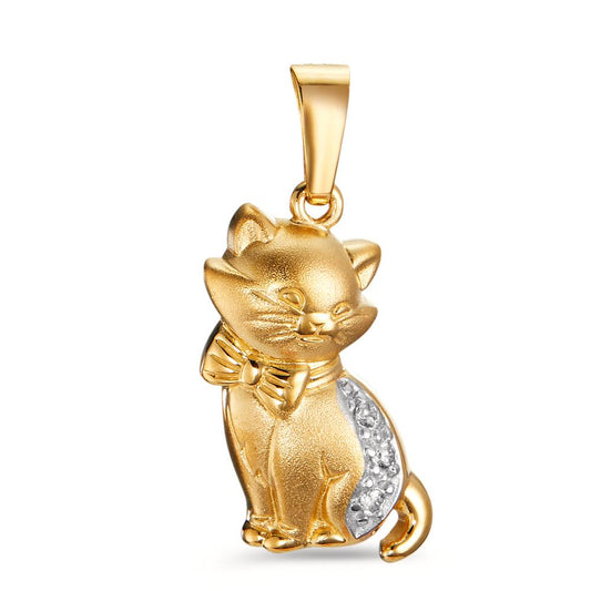 Pendentif Or jaune 9K Zircone Chat