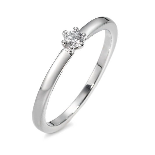 Bague solitaire Or blanc 18K Diamant 0.10 ct, w-si