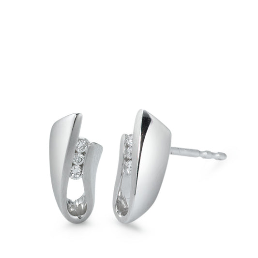 Clous d'oreilles Or blanc 18K Diamant 0.07 ct, 6 Pierres, w-si