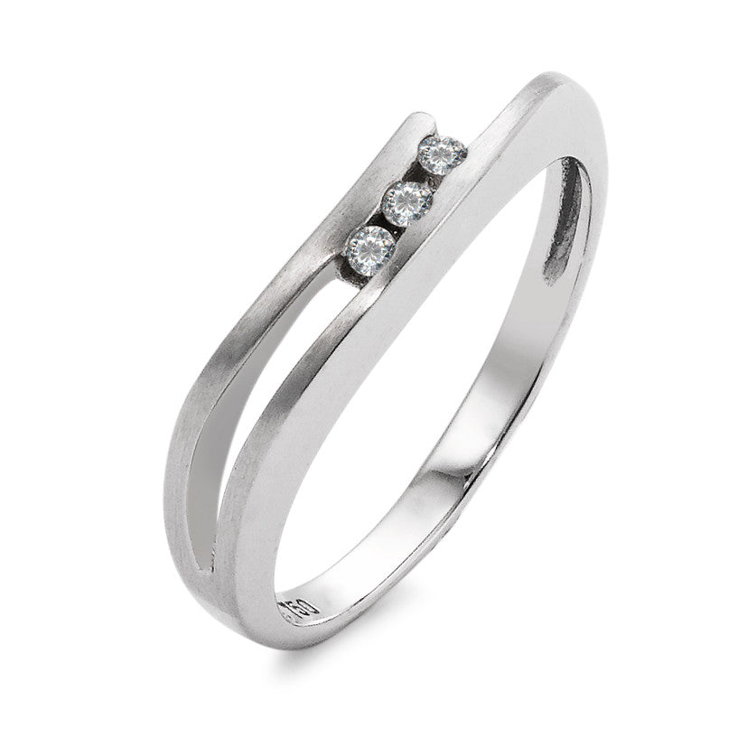 Bague Or blanc 18K Diamant 0.06 ct, 3 Pierres, w-si