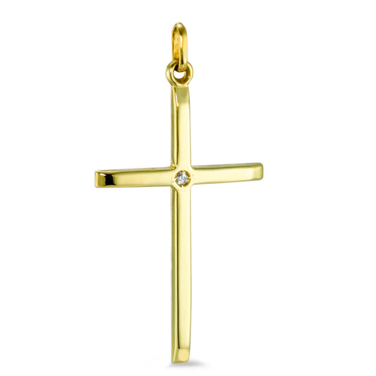 Pendentif Or jaune 9K Zircone Croix