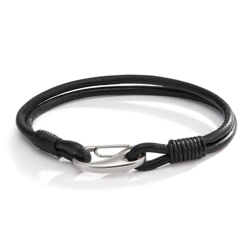 Bracelet Cuir, Acier inoxydable 21 cm Ø6.5 mm